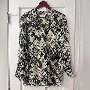 Vince Black and Cream Patterned Blouse